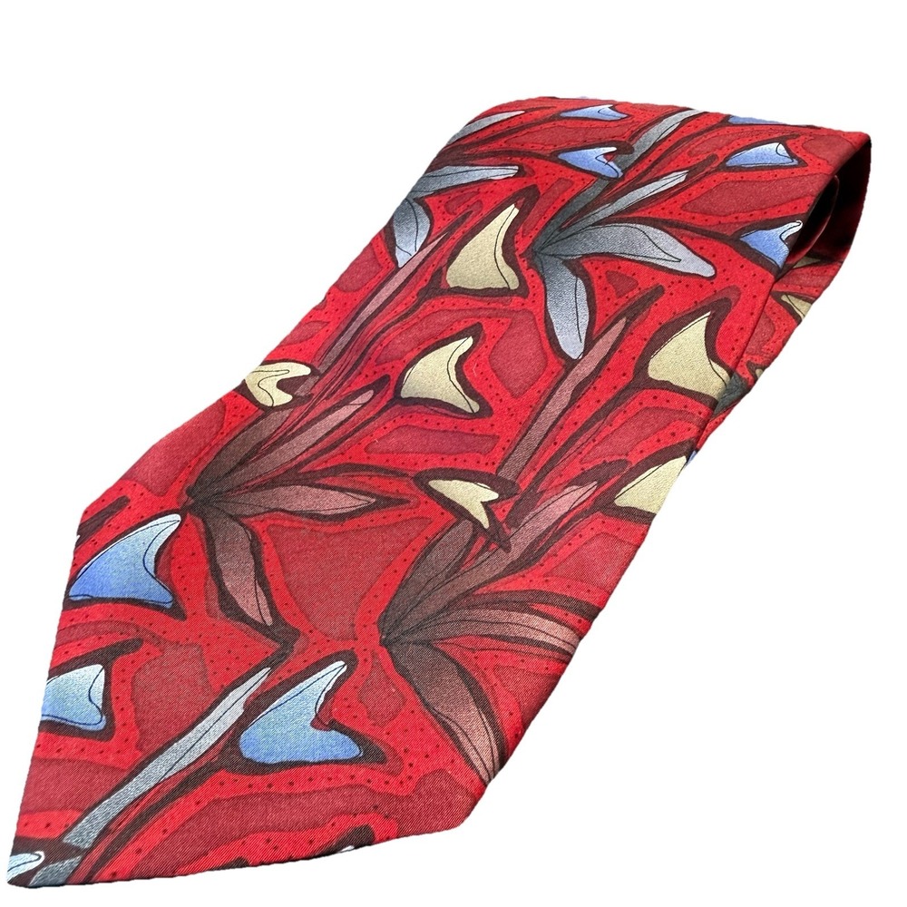 Jerry Garcia Snail Garden Red Floral Silk Tie‎ Abstract Art